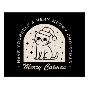 Póster Los amantes del gato Navidades graciosos desean ne