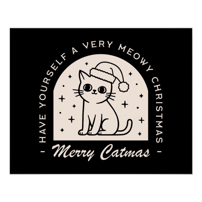 Póster Los amantes del gato Navidades graciosos desean ne (Anverso)