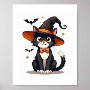 Póster Los amantes del gato ven a un Gorra en los Hallowe