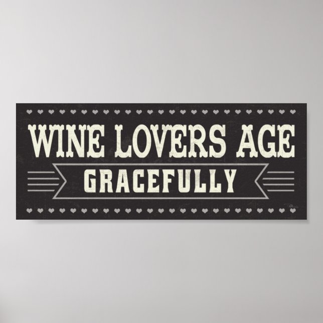 Póster Los amantes del vino envejecen con gracia (Frente)