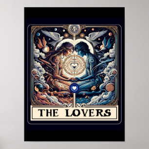 Póster LOS AMANTES Tarot Celestial Hombre y Mujer Almas G