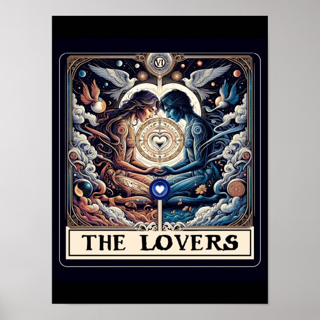 Póster Los AMANTES Tarot Celestiales Hombres y Mujeres Ho (Frente)