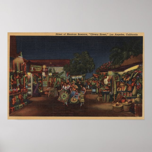 Póster Los Angeles, CA - Olvera Street (Frente)