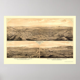 Póster Los Ángeles, CA Panoramic Map - 1877