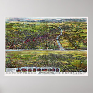 Póster Los Angeles, CA Panoramic Map - 1894
