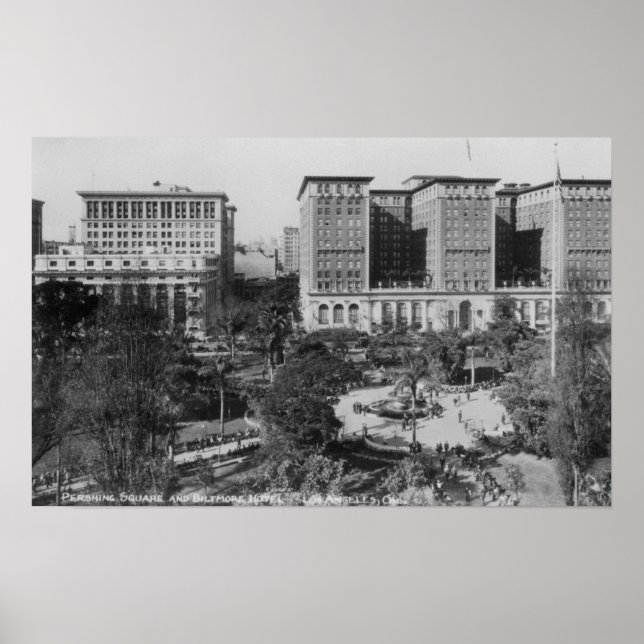 Póster Los Ángeles, CA Perishing Square y Biltmore (Frente)