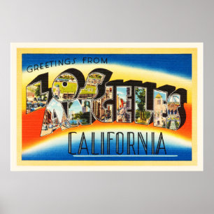 Póster Los Angeles California CA Vintage Travel Souvenir