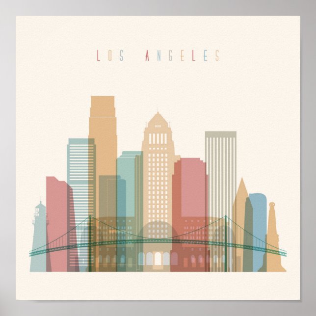 Póster Los Angeles, California | City Skyline (Frente)