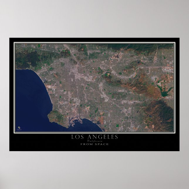 Póster Los Ángeles California desde el mapa de satélites  (Frente)