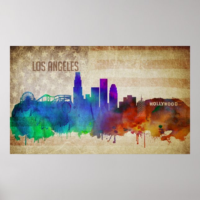Póster Los Ángeles, California | Esquina acuática de la c (Frente)