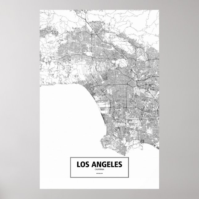 Póster Los Ángeles, California (negro sobre blanco) (Frente)