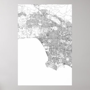Póster Los Ángeles, California (negro sobre blanco, en bl