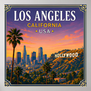 Póster 🌴 Los Ángeles California Recuerdo De Hollywood 🌴
