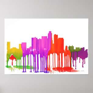 PÓSTER LOS ANGELES, CALIFORNIA SKYLINE PUDDLES -