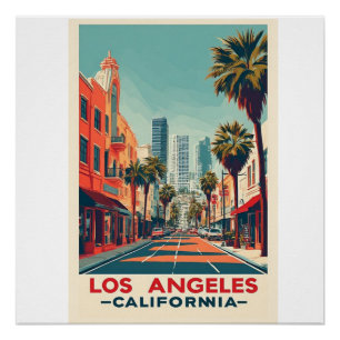 Póster Los Ángeles California Viaje Retro
