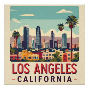 Póster Los Ángeles California Viajes Retro