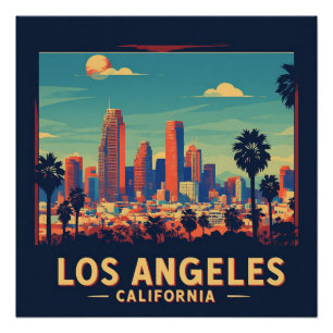 Póster Los Ángeles California Viajes Retro