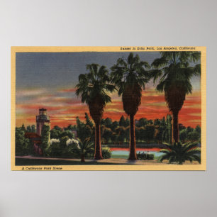 Póster Los Ángeles, CaliforniaSunset en Echo Park