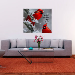 Póster Los ángeles de las aves del cardenal rojo están ce