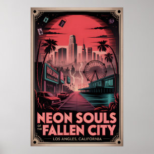 Póster Los Ángeles Embrujado Vintage Horror Viajes