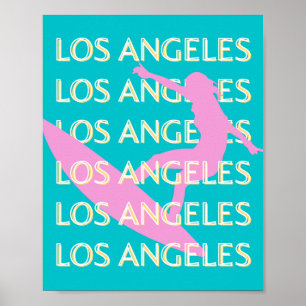 Póster Los Angeles Travel Art, California, Surf Lovers