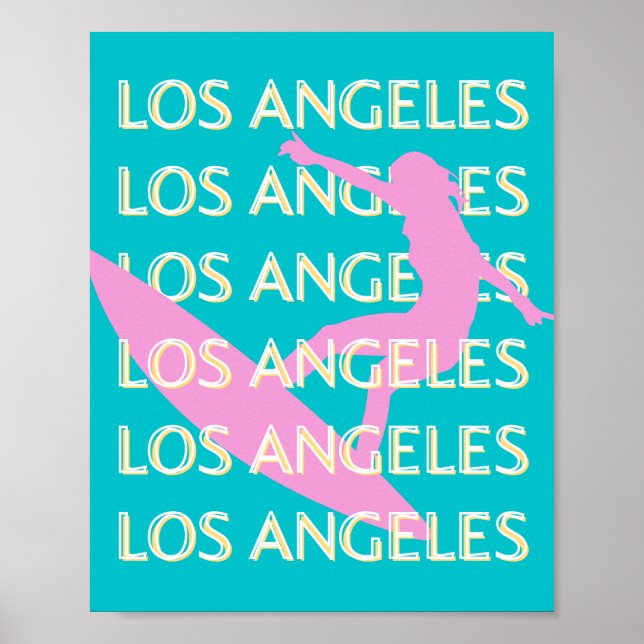Póster Los Angeles Travel Art, California, Surf Lovers (Frente)