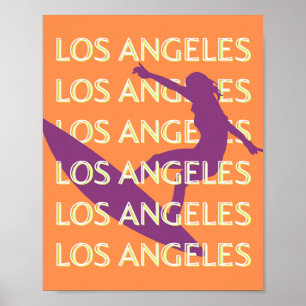 Póster Los Angeles Travel Art, California, Travel, Naranj
