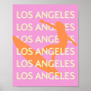 Póster Los Angeles Travel Art, California, Travel, Pink
