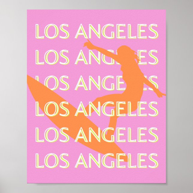 Póster Los Angeles Travel Art, California, Travel, Pink (Frente)