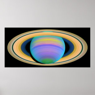 Póster Los anillos del planeta Saturno como se ven con lu