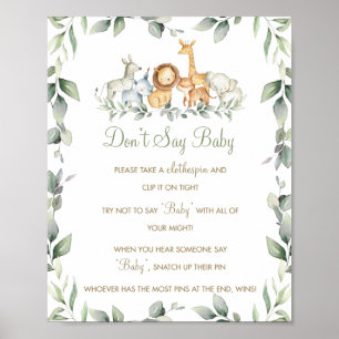 Póster Los animales de la jungla verde no dicen juego del