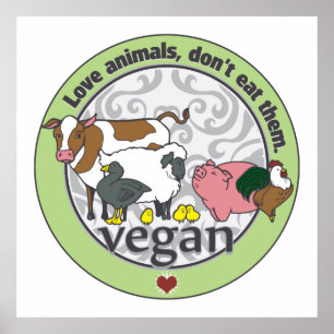 Póster Los animales del amor no los comen vegano