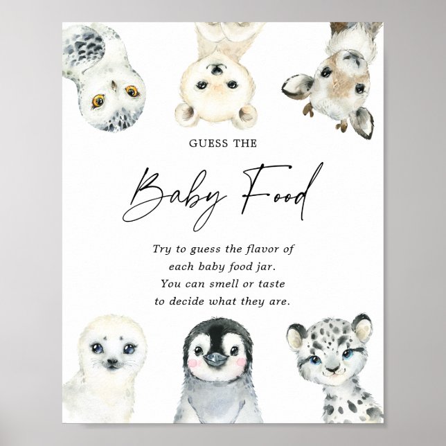 Póster Los animales del Ártico Baby Shower adivinan la co (Frente)