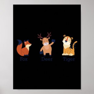 Póster Los animales del tigre de venado de Fox sutiles co