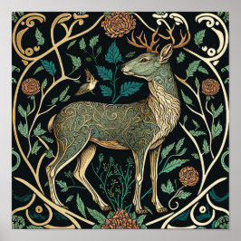 Póster Los animales salvajes viven en un bosque, los cier