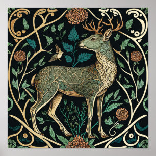 Póster Los animales salvajes viven en un bosque, los cier