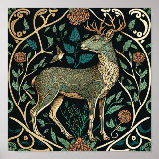 Póster Los animales salvajes viven en un bosque, los cier