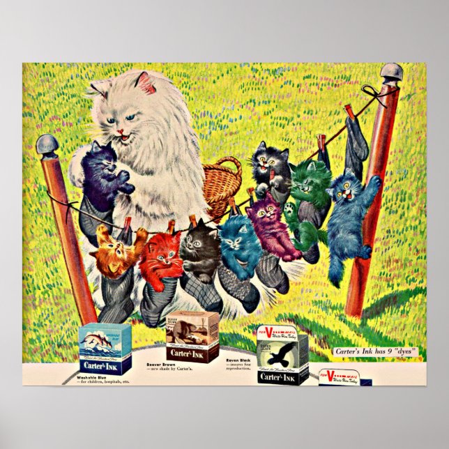 Póster Los años 1940 el gato y los gatitos de la tinta y  (Frente)