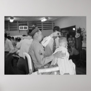 Póster Los años 40 de la experiencia del peluquero del