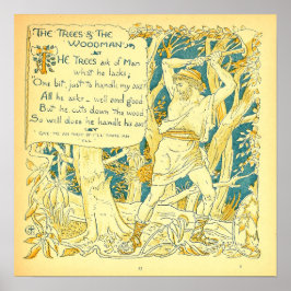 Póster Los árboles y el Woodman Walter Crane