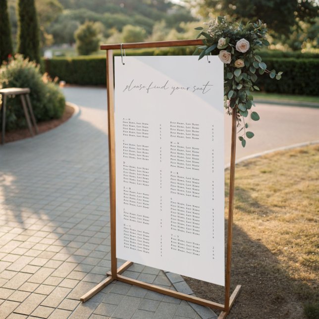 Póster Los Asientos De Los Bodas Alfabéticos Encuentran S (Alphabetical Wedding Seating Charts Find Your Seat)