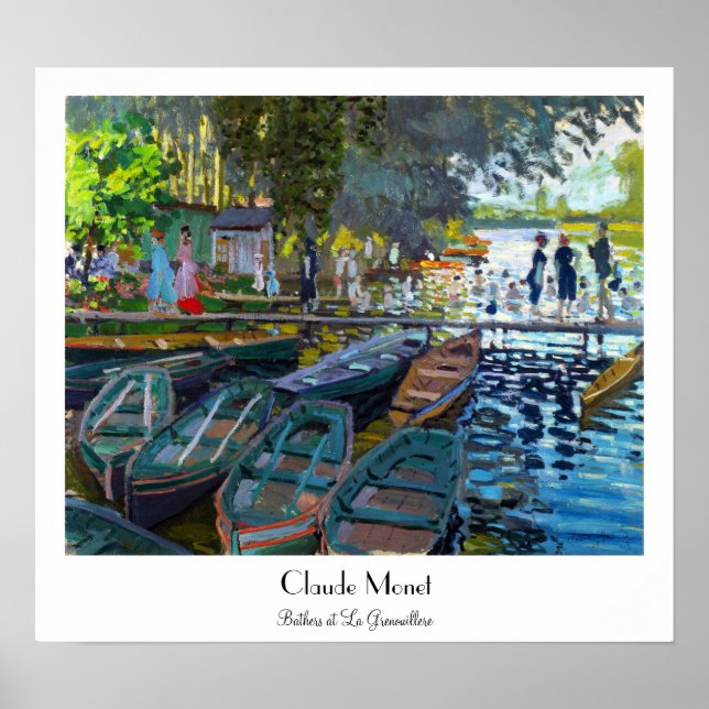Póster Los bañistas de La Grenouillere Claude Monet (Frente)