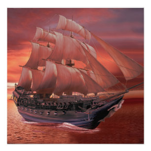PÓSTER LOS BARCO SALE AL ATARDECER