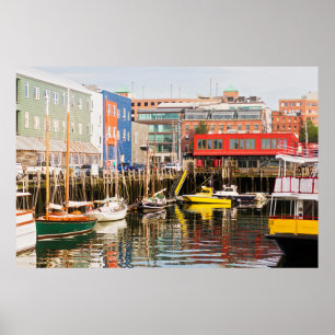 Póster Los barcos amarraron el   Portland, Maine