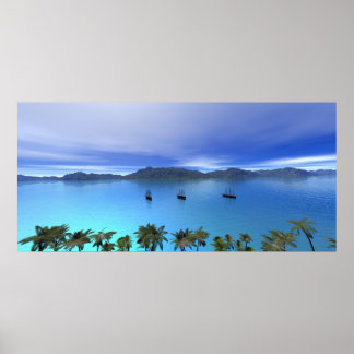 Póster Los barcos en la bahía