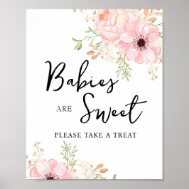 Póster Los bebés con flores rosas son Rótulo dulce