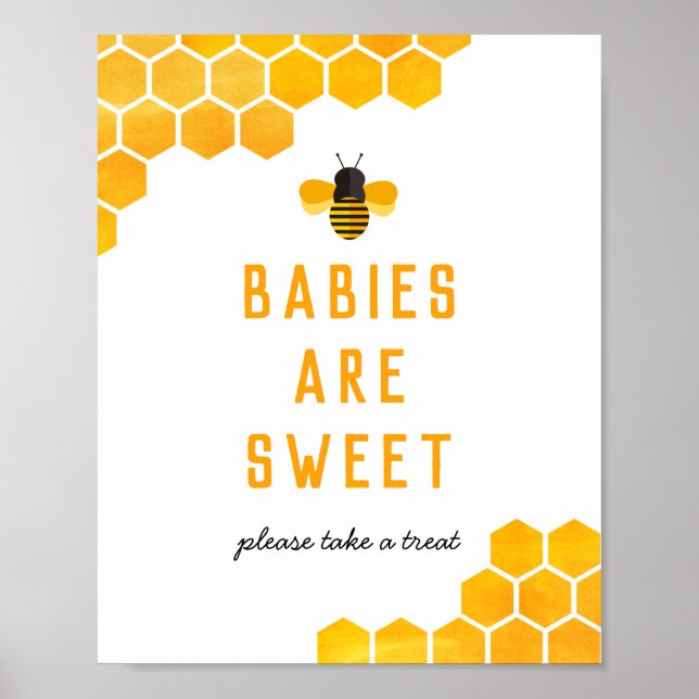 Póster Los Bebés De Abeja Son Rótulos Favores Dulces (Frente)
