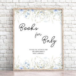 Póster Los bebés de Baby Shower con flores azules son dul