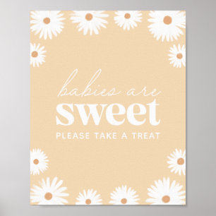 Póster Los bebes de Baby Shower de Boho Daisy amarillo so