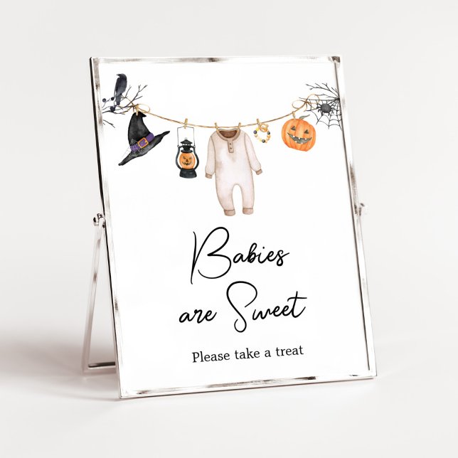 Póster Los bebés de Baby Shower de Little Boo Halloween s (Halloween Baby Clothes Baby Shower Babies are Sweet Sign)
